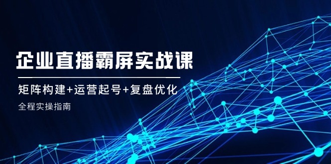 企 业 直 播 霸 屏实战课：矩阵构建+运营起号+复盘优化，全程实操指南-创业网