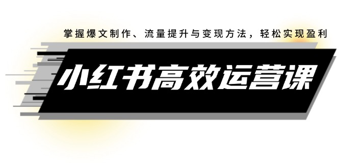 小红书高效运营课：掌握爆文制作、流量提升与变现方法，轻松实现盈利-创业网