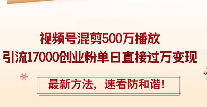 精华帖视频号混剪500万播放引流17000创业粉，单日直接过万变现，最新方…-创业网