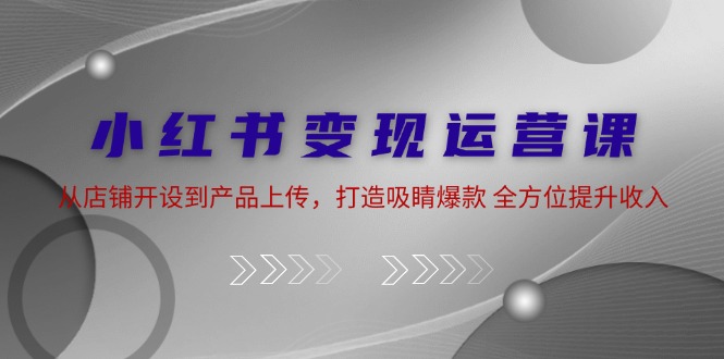 小红书变现运营课：从店铺开设到产品上传，打造吸睛爆款 全方位提升收入-创业网