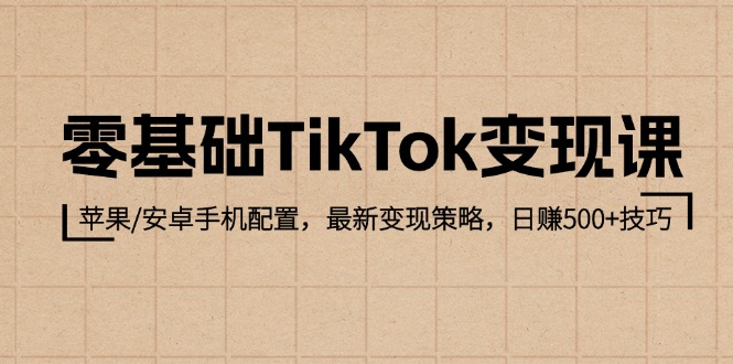 零基础TikTok变现课：苹果/安卓手机配置，最新变现策略，日赚500+技巧-创业网