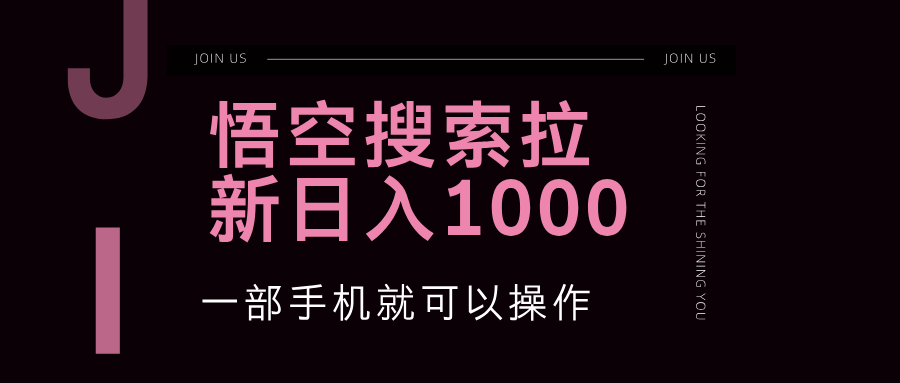 悟空搜索类拉新 蓝海项目 一部手机就可以操作 教程非常详细-创业网