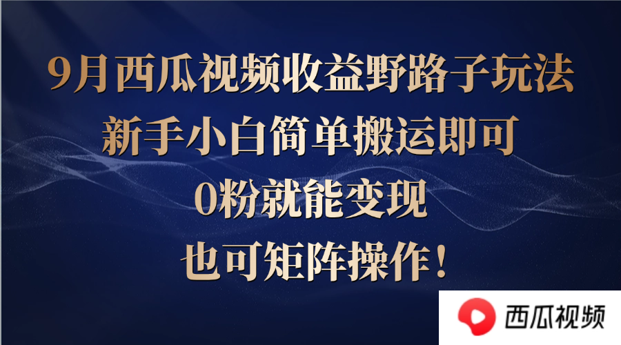 西瓜视频收益野路子玩法，新手小白简单搬运即可，0粉就能变现，也可矩…-创业网