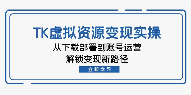 TK虚拟资料变现实操：从下载部署到账号运营，解锁变现新路径-创业网