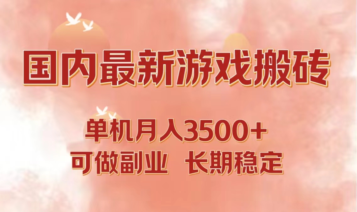 国内最新游戏打金搬砖，单机月入3500+可做副业 长期稳定-创业网