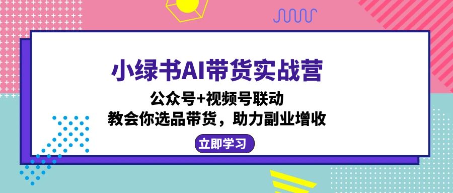 小绿书AI带货实战营：公众号+视频号联动，教会你选品带货，助力副业增收-创业网