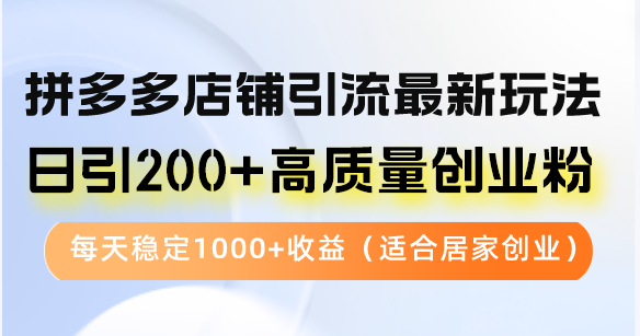 拼多多店铺引流最新玩法，日引200+高质量创业粉，每天稳定1000+收益（…-创业网