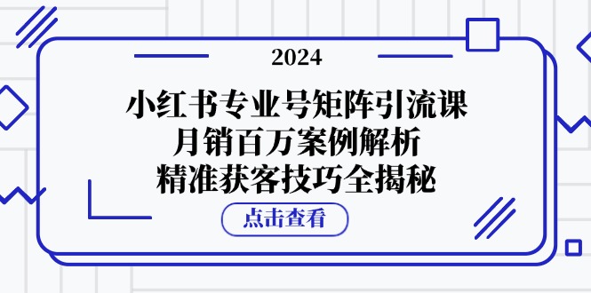 小红书专业号矩阵引流课，月销百万案例解析，精准获客技巧全揭秘-创业网