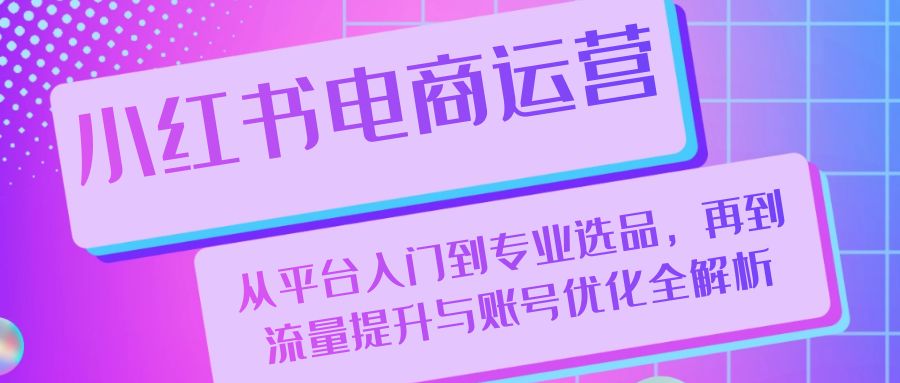 图片[1]-小红书电商运营：从平台入门到专业选品，再到流量提升与账号优化全解析-创业网