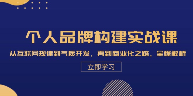 个人品牌构建实战课：从互联网规律到气质开发，再到商业化之路，全程解析-创业网