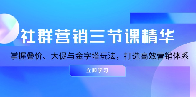 社群营销三节课精华：掌握叠价、大促与金字塔玩法，打造高效营销体系-创业网