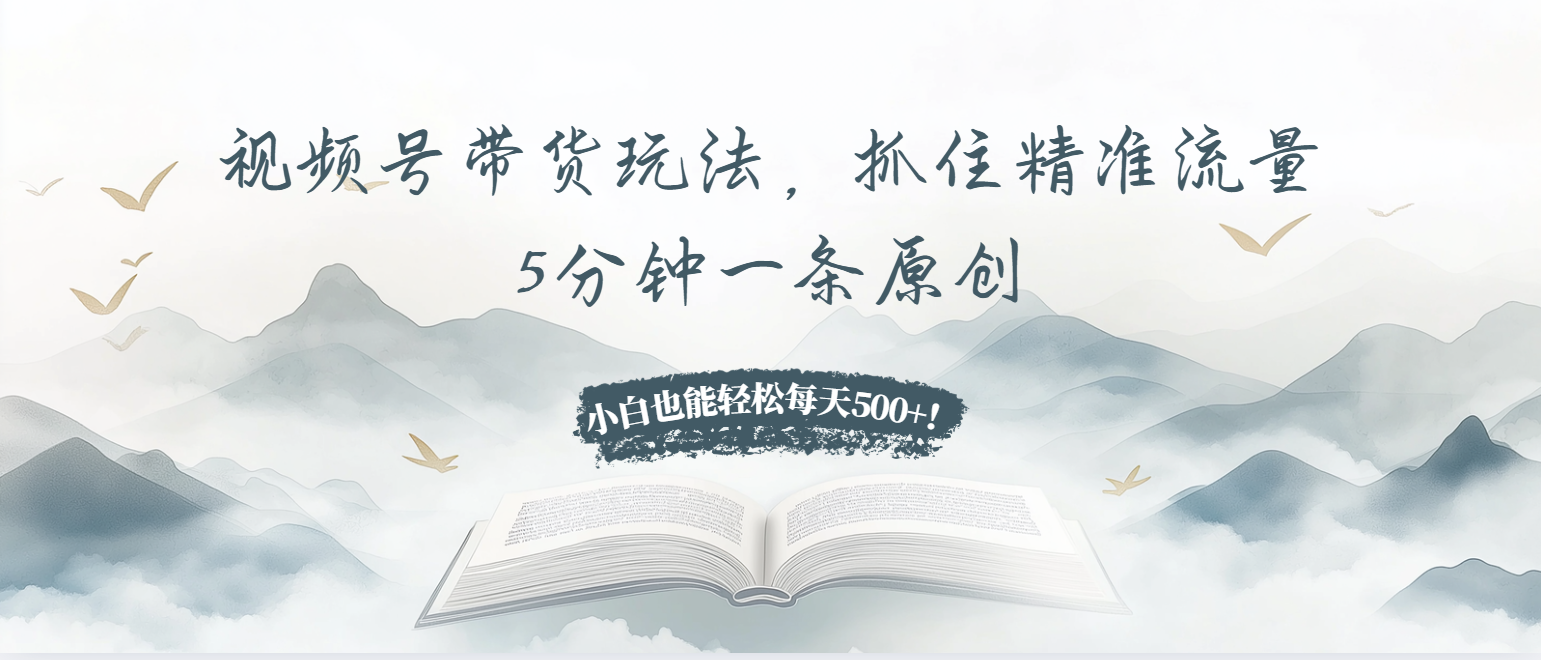 视频号带货玩法，抓住精准流量，5分钟一条原创，小白也能轻松每天500+！-创业网