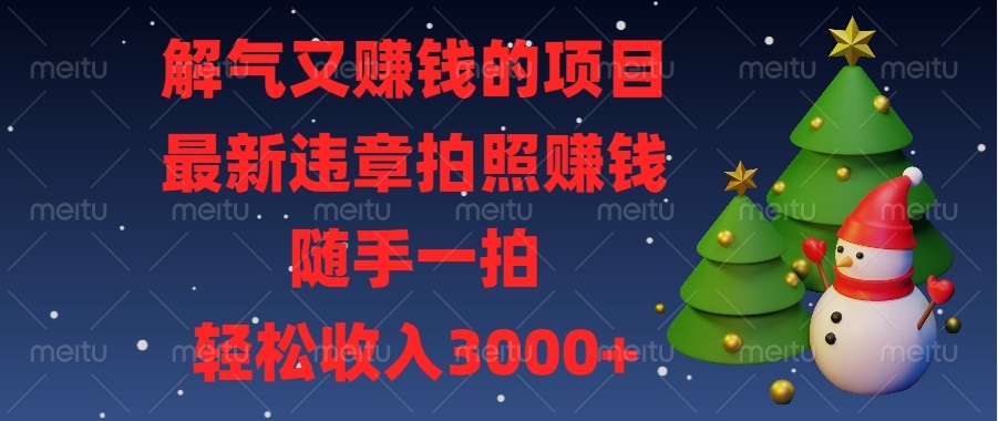 解气又赚钱的项目，最新违章拍照赚钱，随手一拍，轻松收入3000+-创业网