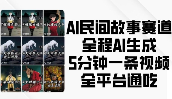 AI民间故事赛道，全程AI生成5分钟一条视频，全平台通吃-创业网