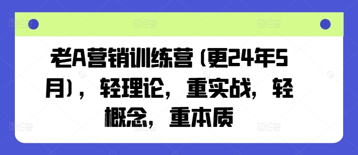 老A营销训练营(更24年12月)，轻理论，重实战，轻概念，重本质-创业网