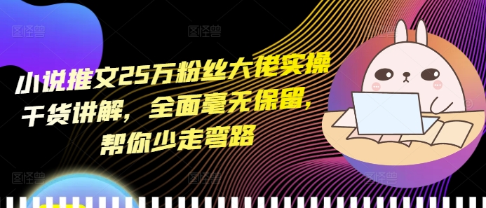 小说推文25万粉丝大佬实操干货讲解，全面毫无保留，帮你少走弯路-创业网