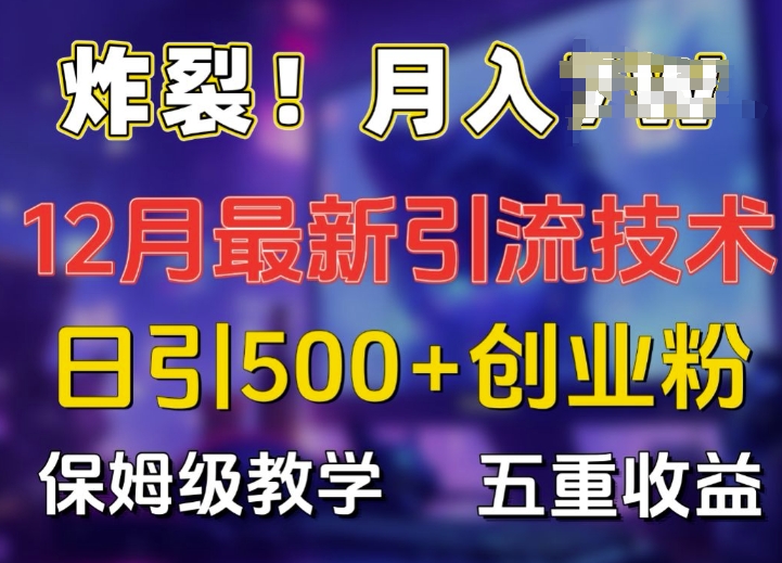 炸裂!揭秘12月最新日引流500+精准创业粉，多重收益保姆级教学-创业网