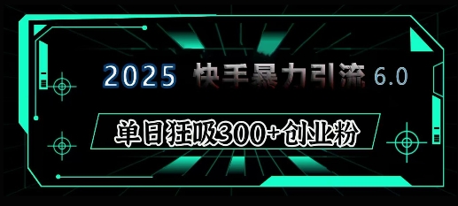 2025年快手6.0保姆级教程震撼来袭，单日狂吸300+精准创业粉-创业网