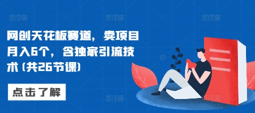 网创天花板赛道，卖项目月入6个，含独家引流技术(共26节课)-创业网