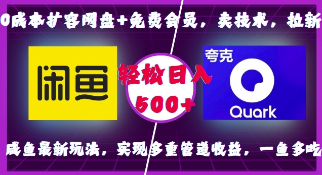 0成本扩容网盘+免费会员，卖技术，拉新，咸鱼最新玩法，实现多重管道收益，一鱼多吃，轻松日入500+-创业网