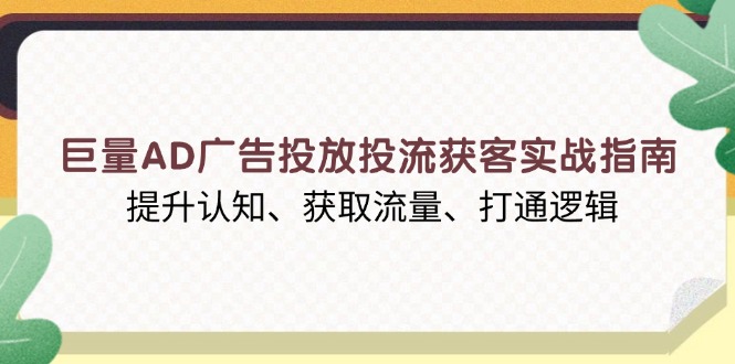 巨量AD广告投放投流获客实战指南，提升认知、获取流量、打通逻辑-创业网