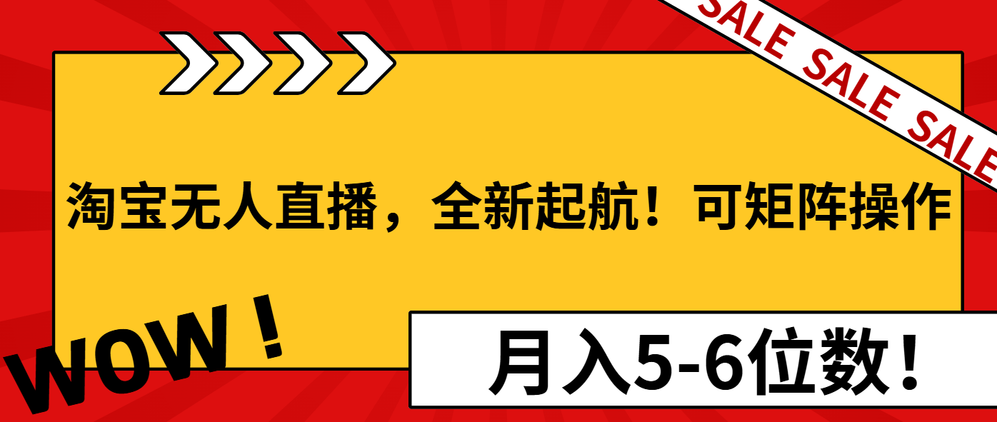 淘宝无人直播，全新起航！可矩阵操作，月入5-6位数！-创业网