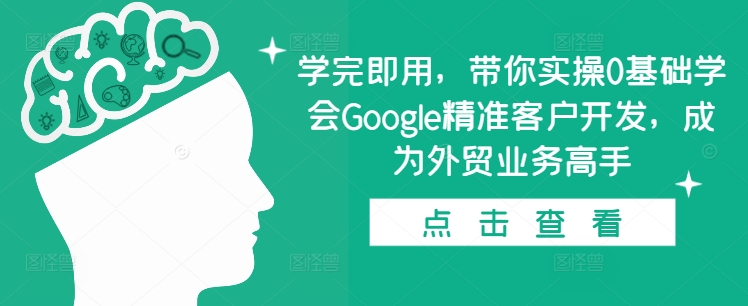 学完即用，带你实操0基础学会Google精准客户开发，成为外贸业务高手-创业网